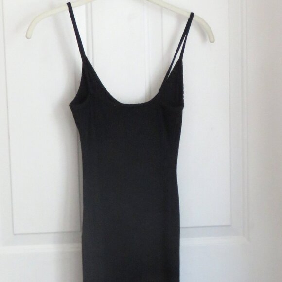 Silence + Noise XS Black Ribbed Sleeveless Scoop Neck Bodycon Midi Dress w/Slit - Picture 12 of 15